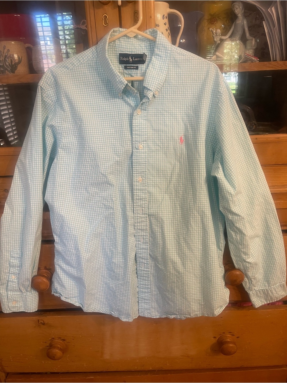 Ralph Lauren Robin’s Egg Blue  Gingham Button-Down Shirt